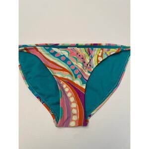 Xhilaration Bikini Bottom Medium Tie String 70's 80's Teal Pink Gold Palm Royale